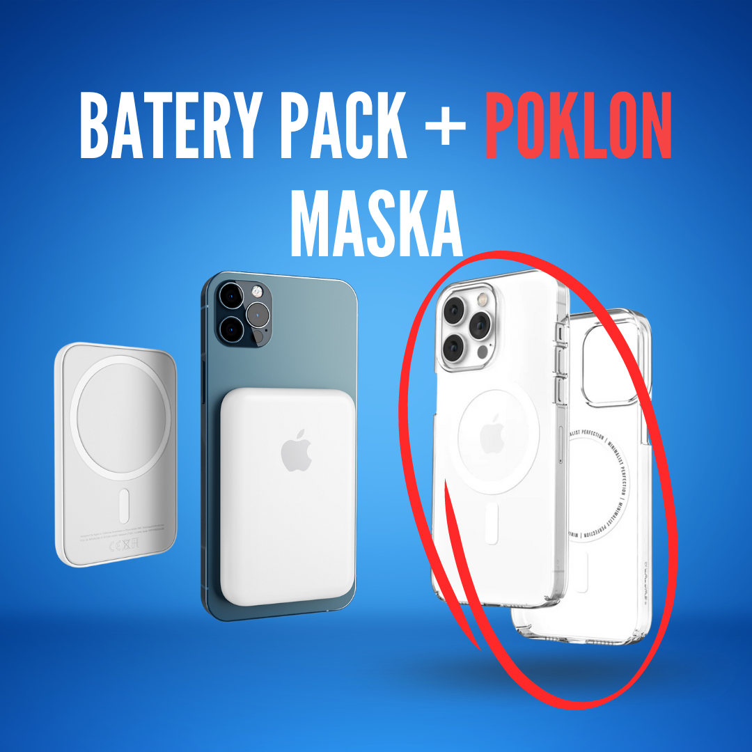 Battery pack i poklon Magsafe clear case, prenosiva baterija i poklon maska