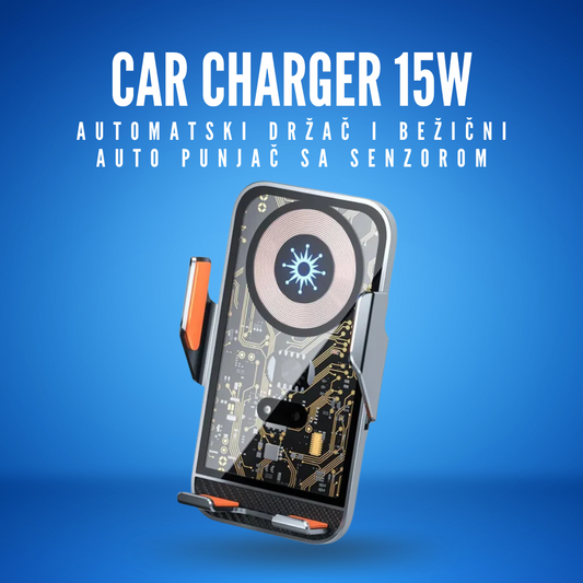 Car Charger, automatski držač i bežični auto punjač sa senzorom, 15w